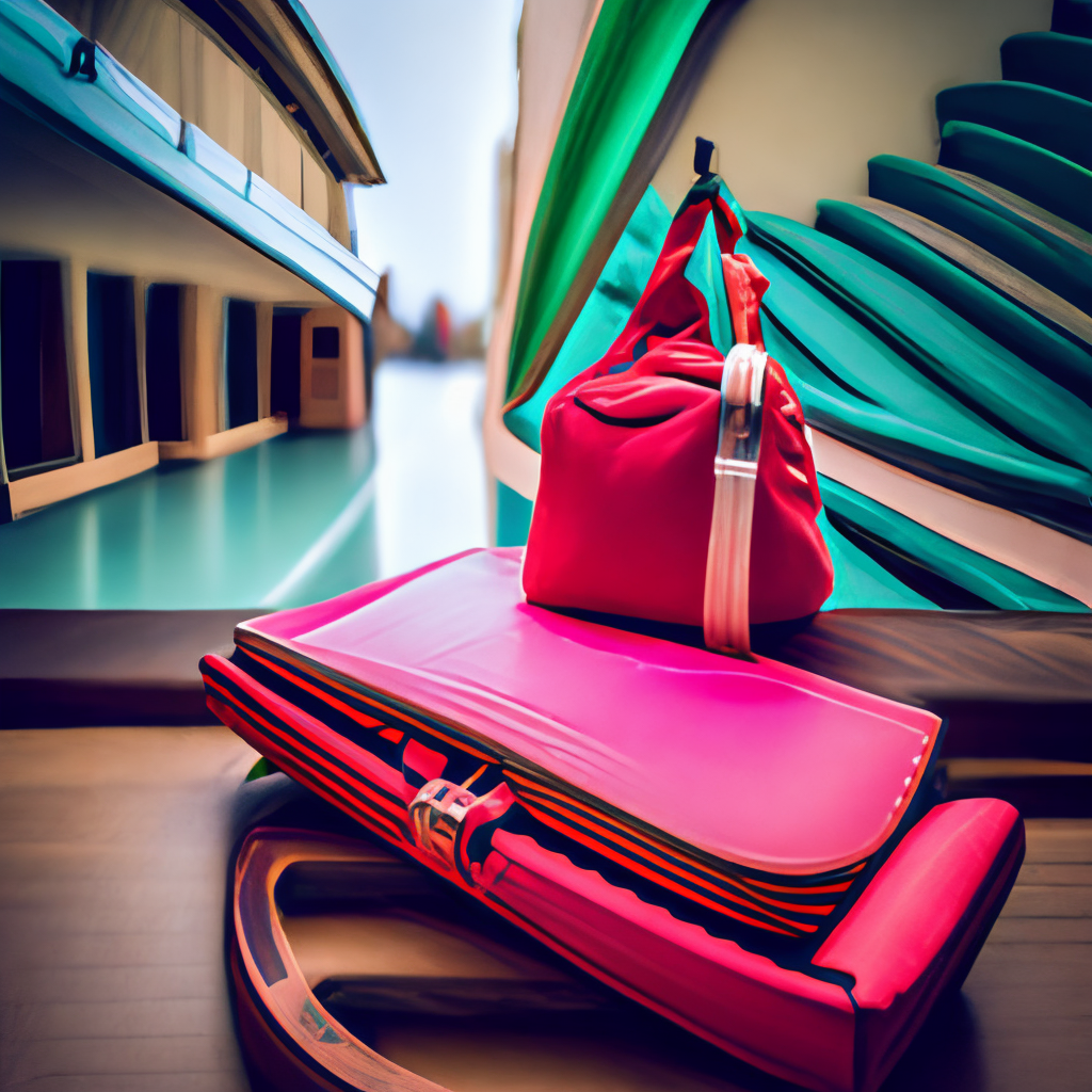 a red bag on top of a pink hoverboard