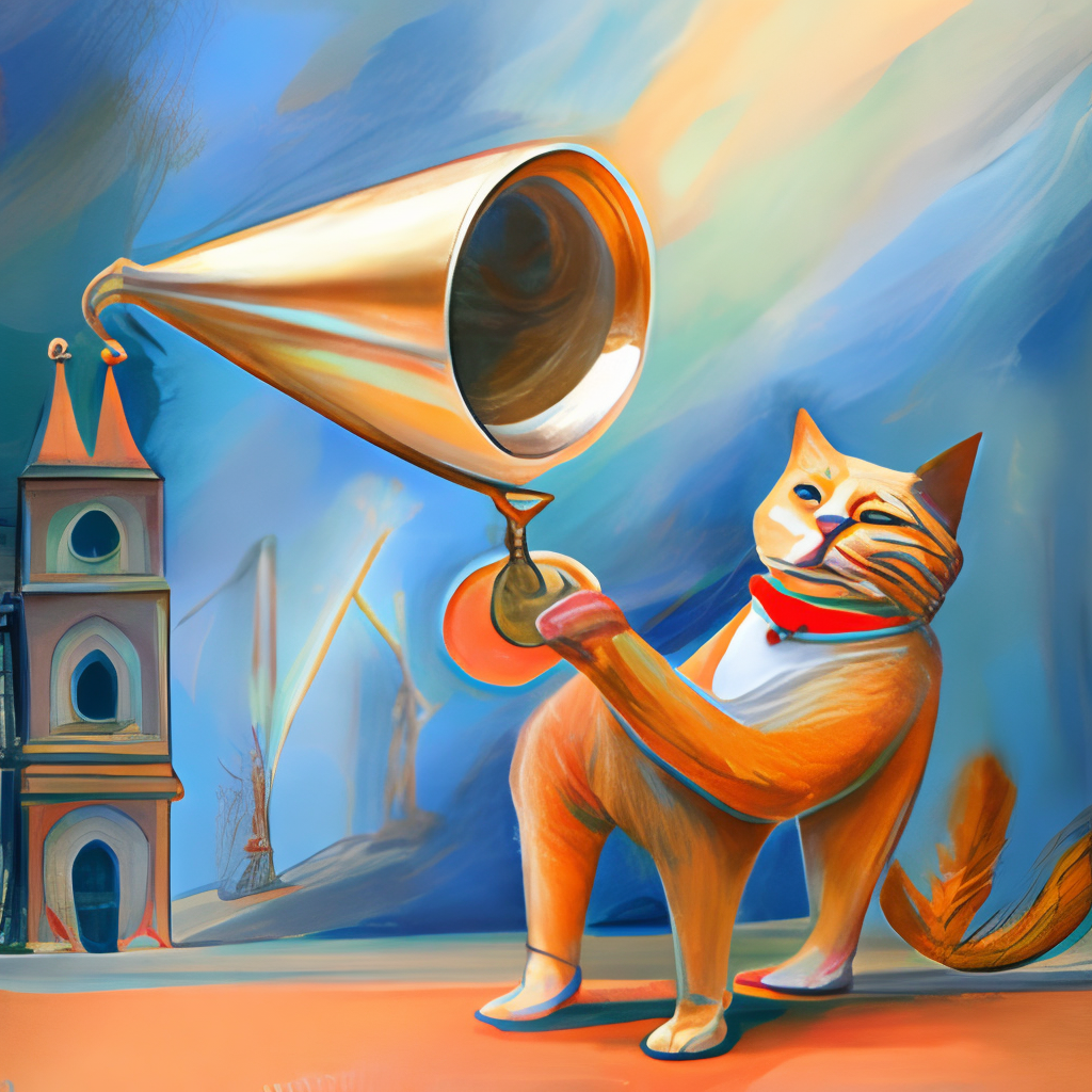 cat playing trumpet