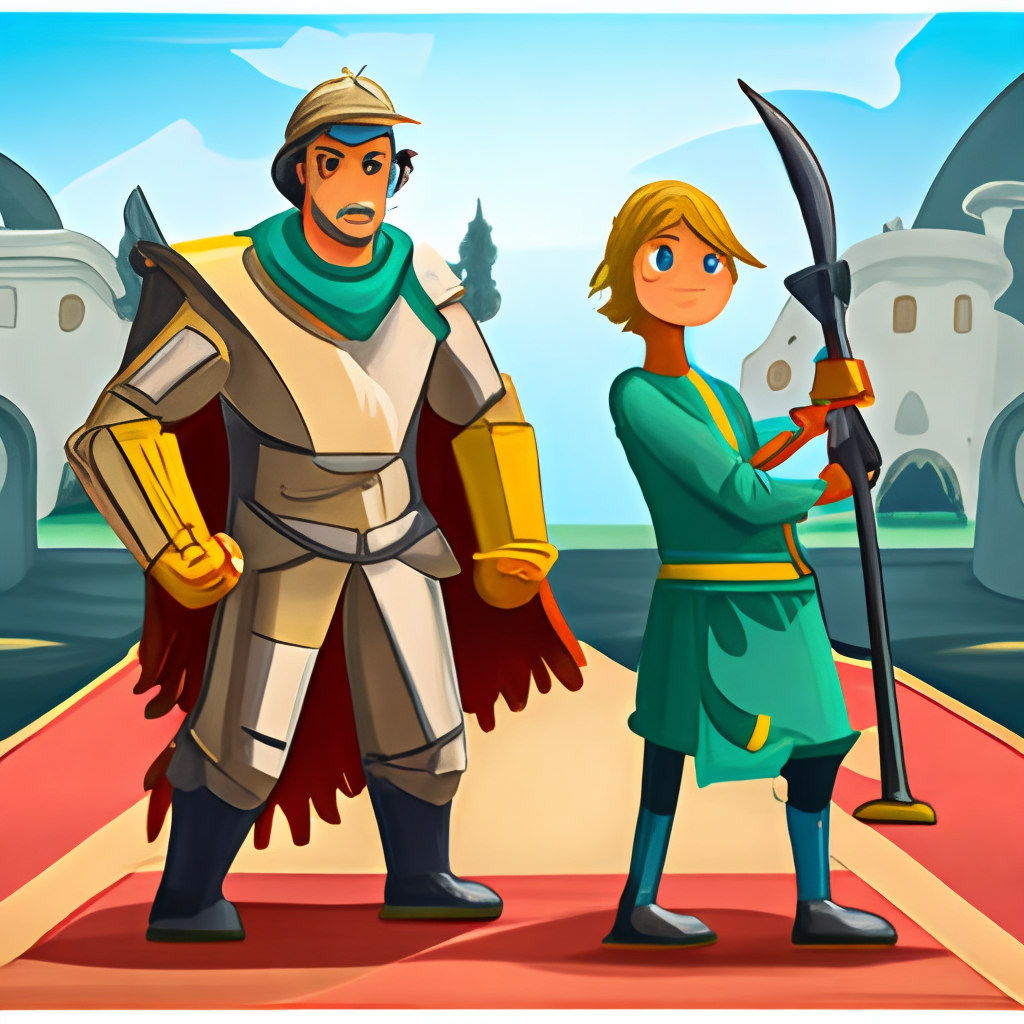 Job action restricted
in cartoon style, knight in armor, treasure hunter.


