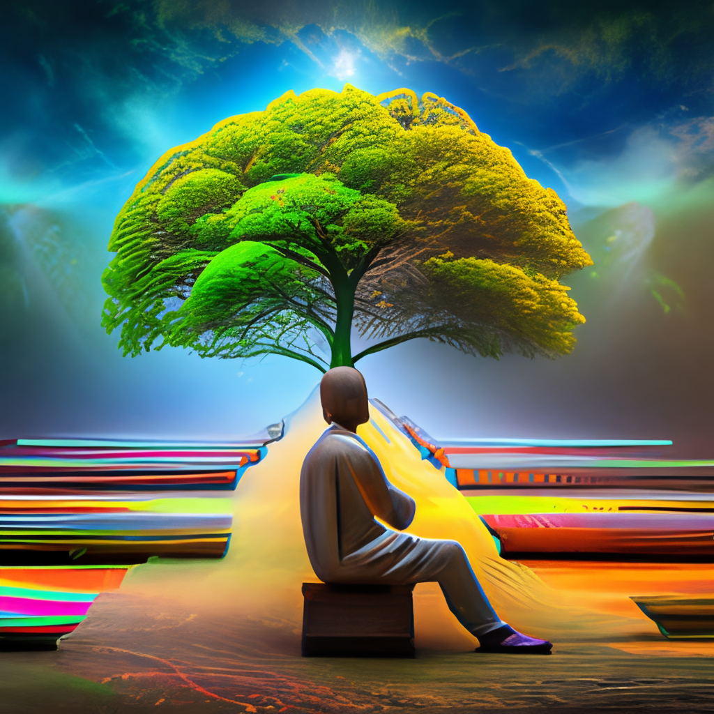 La imagenuestra Buda debajo de un arbol meditando , iluminacion,full HD,16k, colorful 