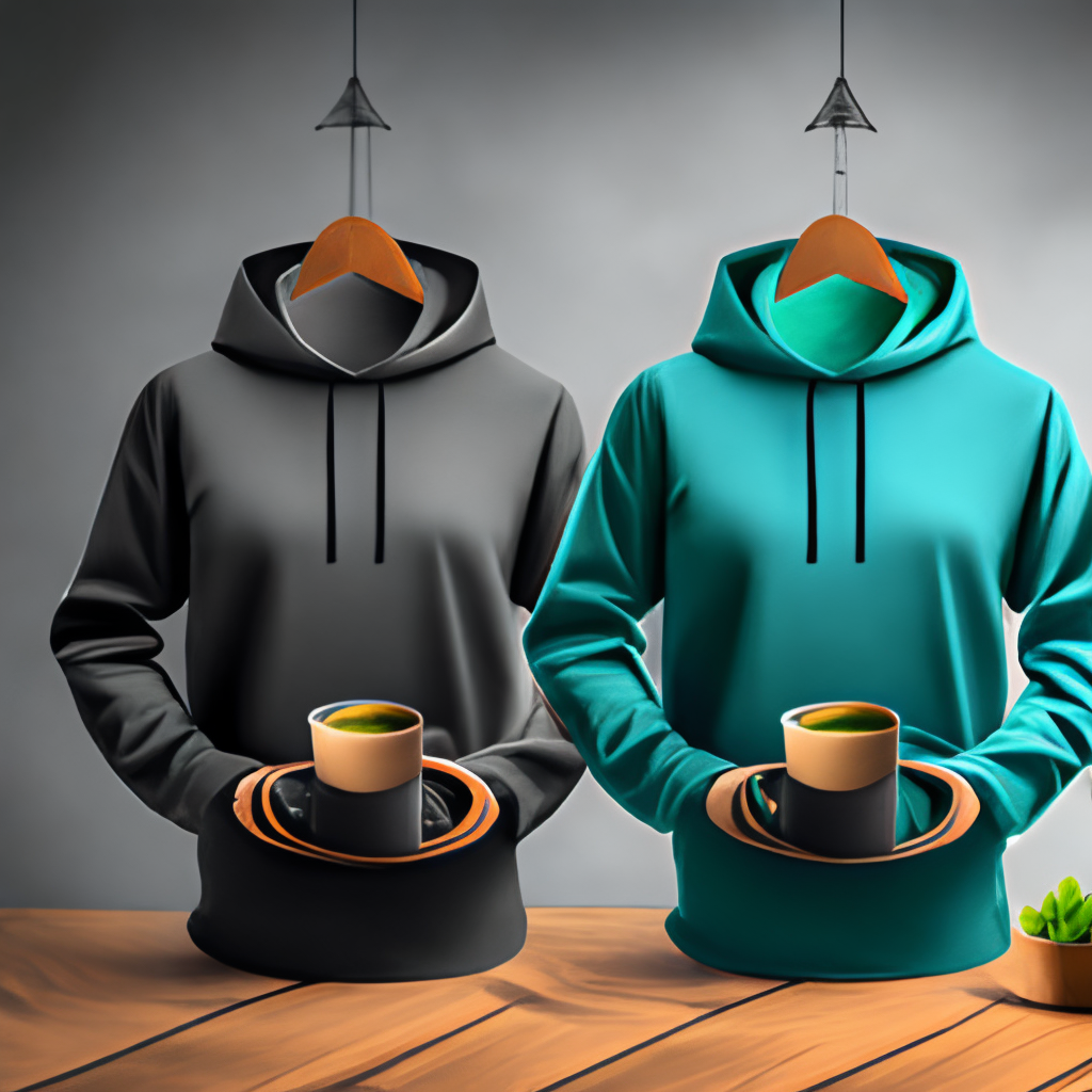 3 sides Hoodie mockups with dark village background