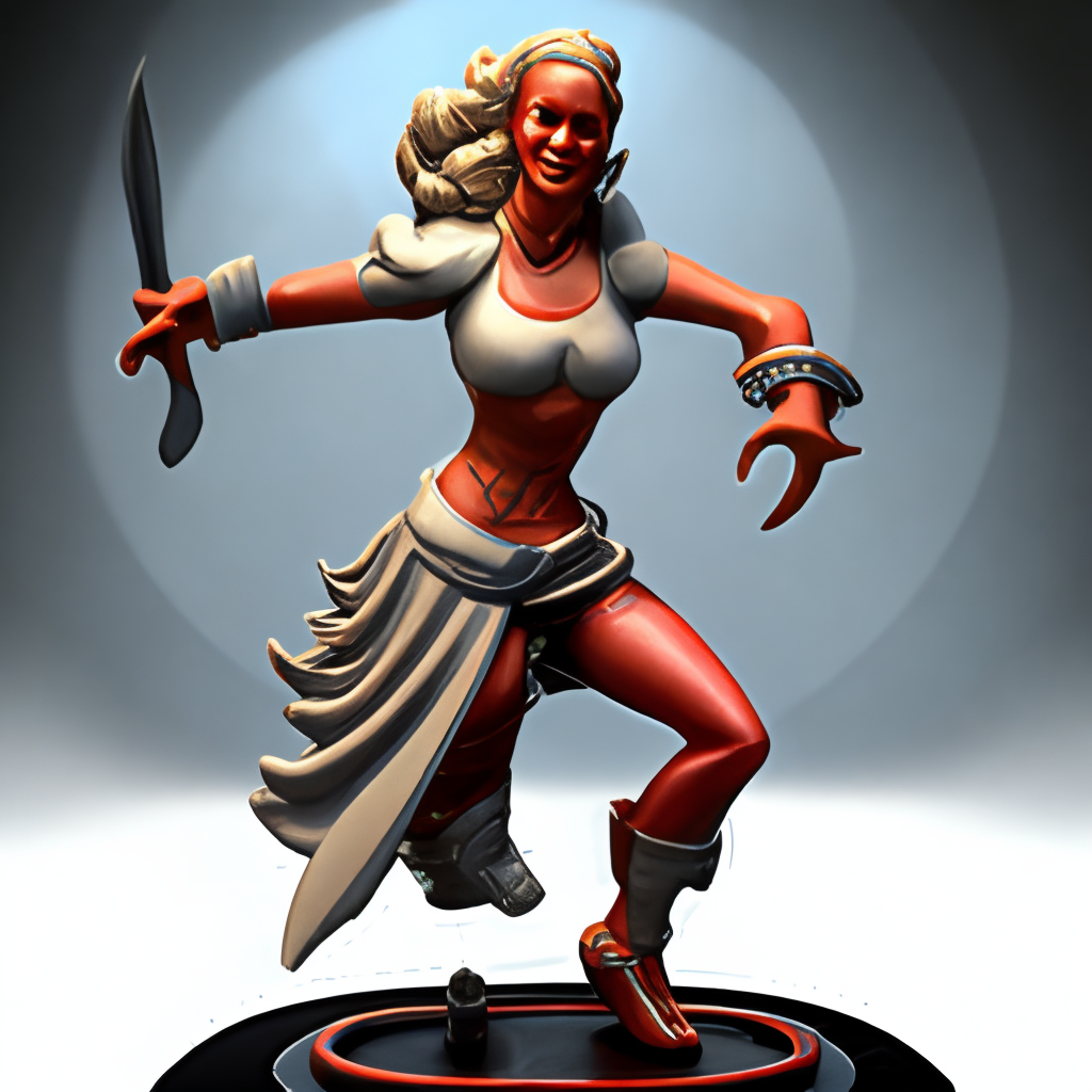 female character in full growth, in a dynamic pose, in the style of the board game D&D5