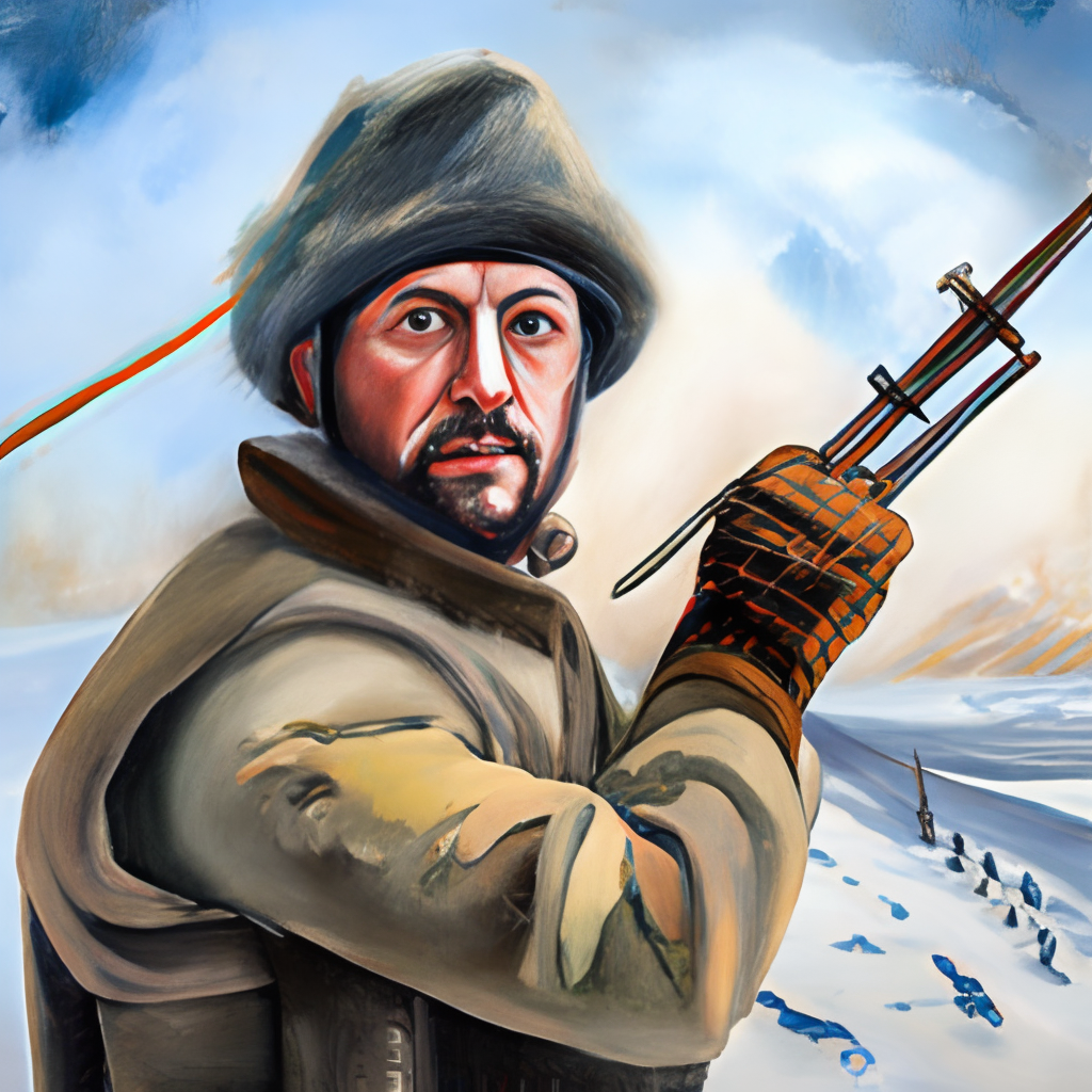 A soldier fighting in snow 