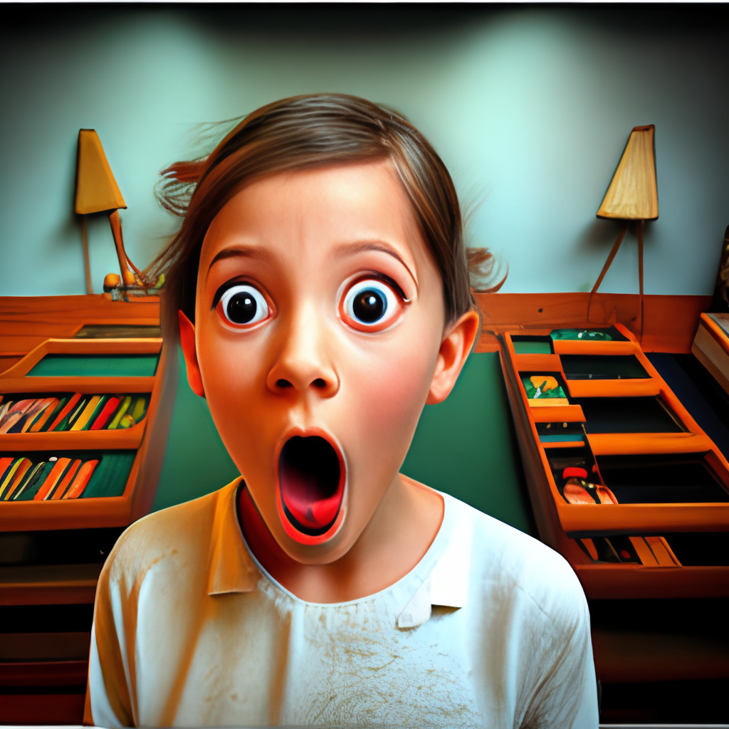 no Arlequina, a young girl with a surprised look on his face. forehead, face, nose, cheek, skin, head, lip, chin, eyebrow, hairstyl