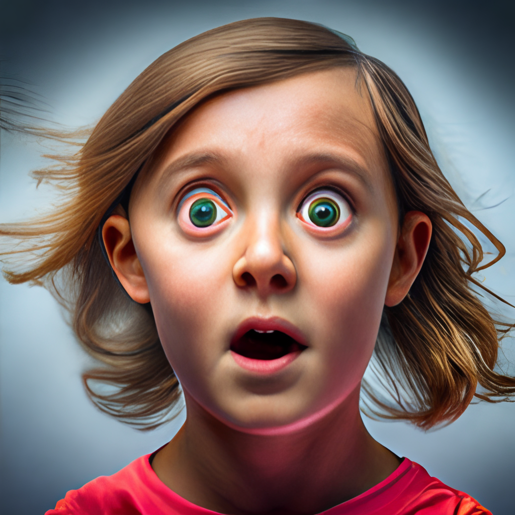 Arlequina, a young girl with a surprised look on his face. forehead, face, nose, cheek, skin, head, lip, chin, eyebrow, hairstyl