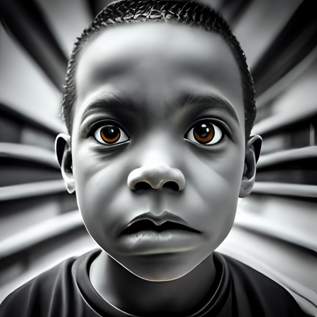no WOLVERINE, a black YOUNG boy with a surprised look on his face. forehead, face, nose, cheek, skin, head, lip, chin, eyebrow, hairstyl