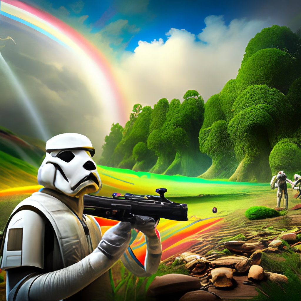 Stormtroper, raimbow, planet jungle, uhd