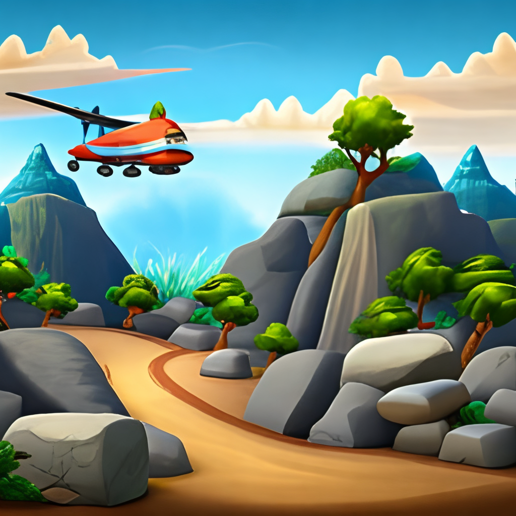 plane land with rocks and tree