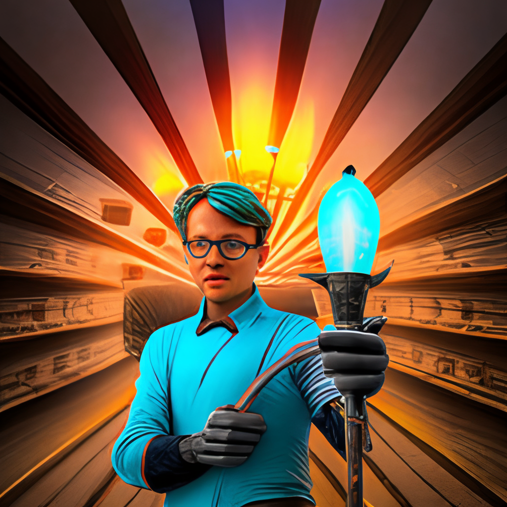 Men holding your sword of fire:: tron::2 edison bulb::2 turquoise::0.2 vermillion::1.1 RGB::1.5 --stylize 60000