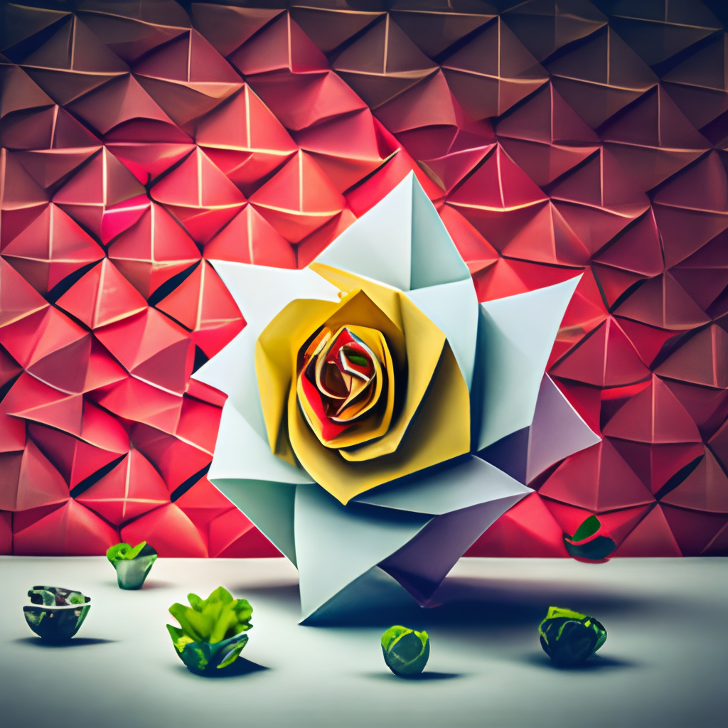 Origami tessellation rose with paper with 

Blur Background 