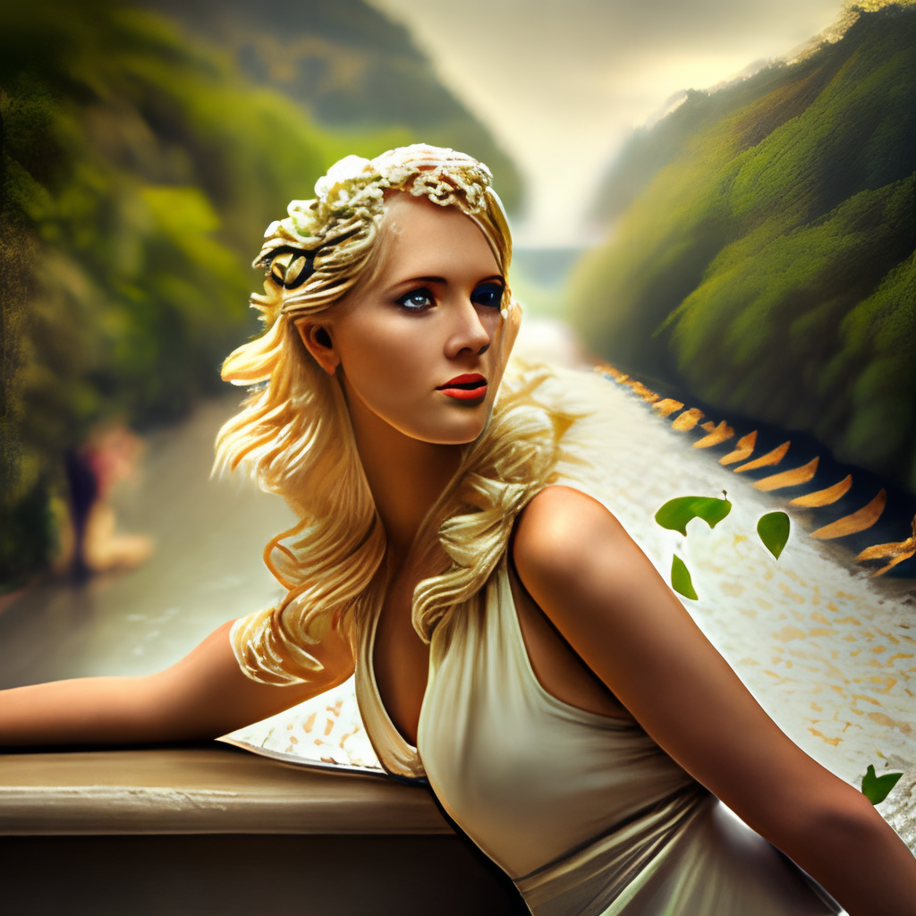 Ancient Greece, beautiful blonde goddesses, au nature