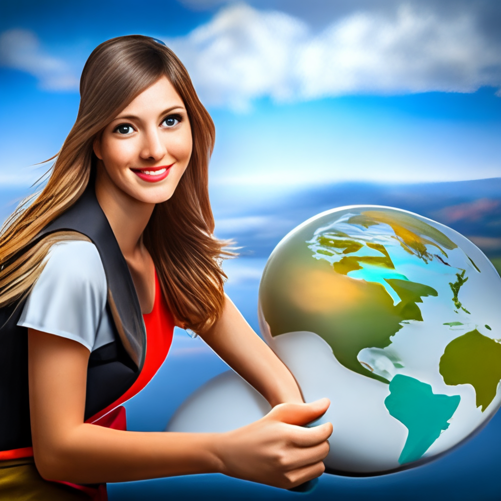 Beautiful girl with globe 