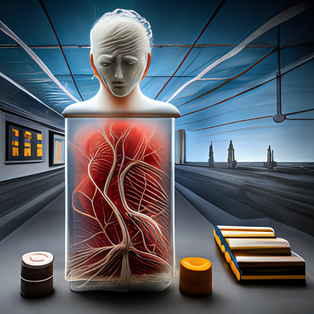 god's nervous system in a chloroform container, hyper realistic art