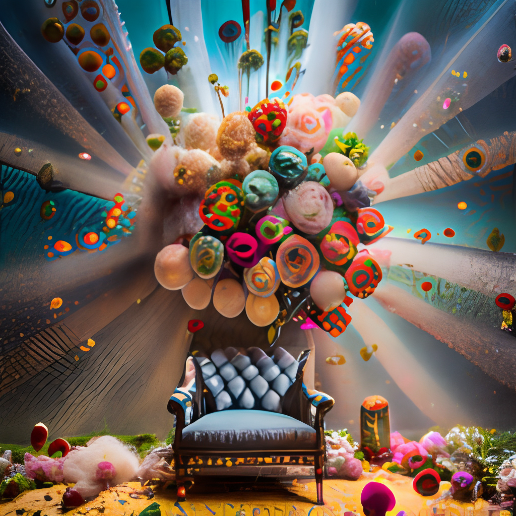 realistic macro photo by Henry Hargreaves of a very big bouquet of flowers, full of bubbles and sparks, kitsch, vulgar, bad taste, big view of the room, studio lighting, coherent palette colors,