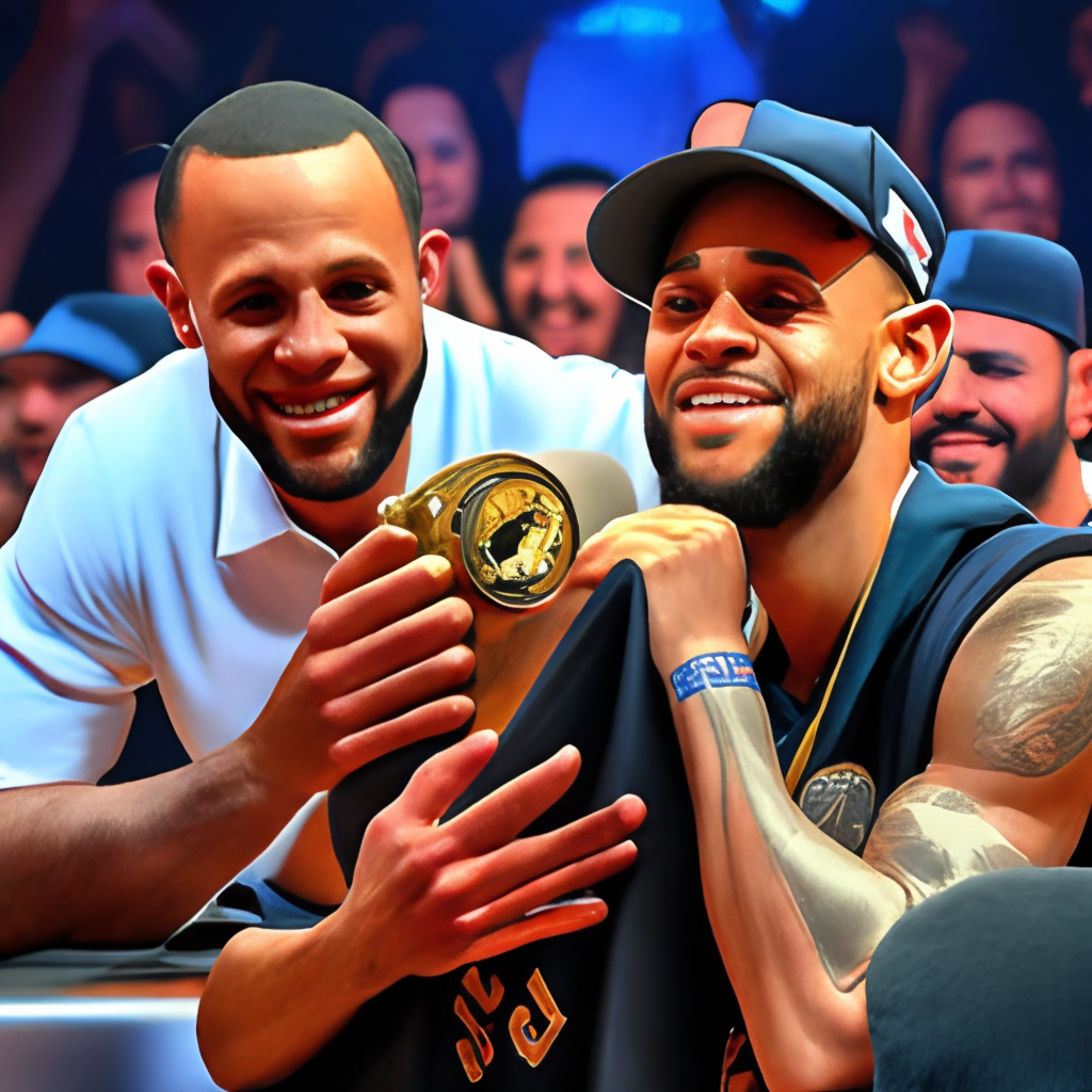 Photo of happy stephen curry step over crying lebron james on the nba finals