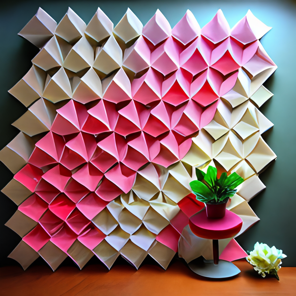 Origami tessellation rose wall art  interior parametric sharp pattern
