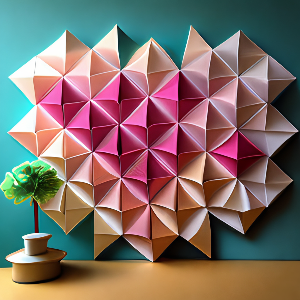 Origami tessellation rose wall art  interior parametric sharp pattern delicy