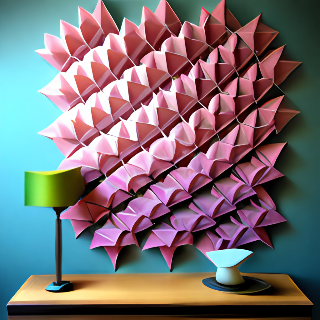Origami tessellation rose wall art  interior parametric sharp pattern delicate 