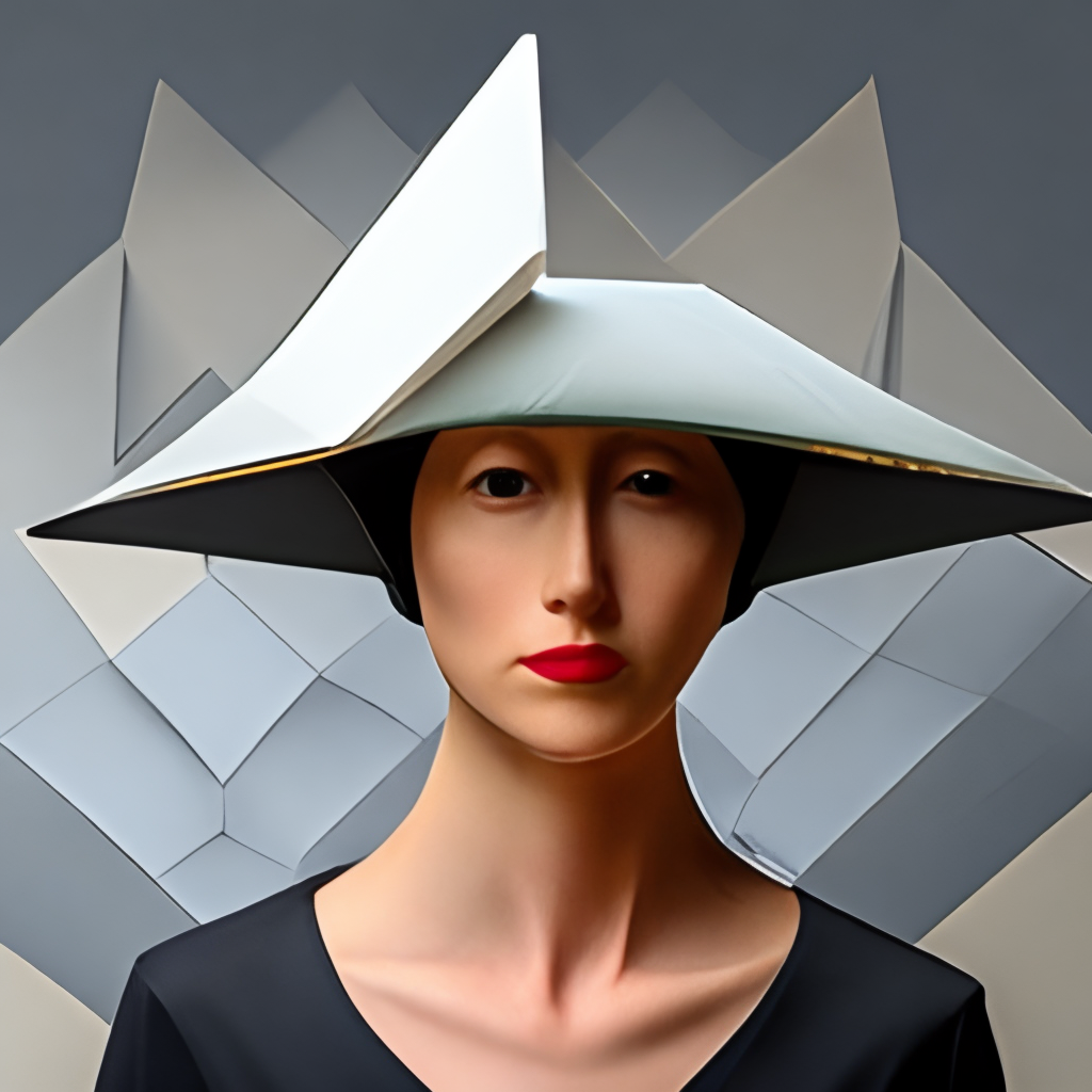 Origami hat on woman face 