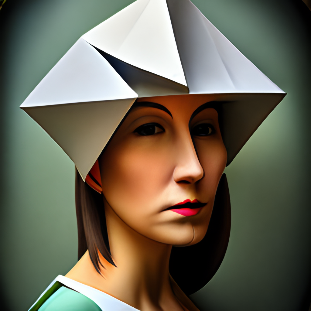 Origami hat on woman face  tessellation 