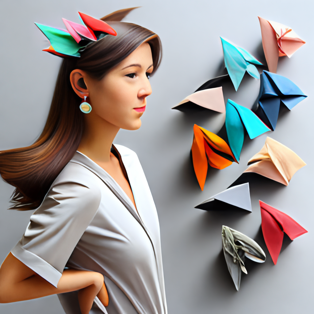 Origami hair accessories realistic fashionable 
