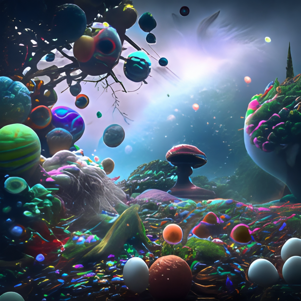 realistic, cinematic, close up, undescovered alien space with overgrown unknown flowers, mushrooms, jellyfishes, eggs, stars, planets, nebula, from glowing crystals and diomonds, colorful glowing gems and glowing crystal stones, 🥚 and and ethereal creatures made from molecular synthese and atomic etherial particles from unknown demensions in deep space with no gravaty, dark matter, unknown physical matter :: An enormous labyrinth, Beautiful architecture, Statues, Highly detailed carvings, Atmosphere, Dramatic lighting, Epic composition, Close up, Low angle, Wide angle :: Dark ancient glowing portal inside the forest made from entire universe nature with nebula, planets, galaxies, cumulonimbus storm inside, dark background, realistic, hyper detailed, dramatic lighting :: The entire nature universe with nebula and cumulonimbus storm contained inside a glass jar, super realistic, hyper detailed, dramatic lighting --ar 1:2 --v 5 --s 750 - Image #2 