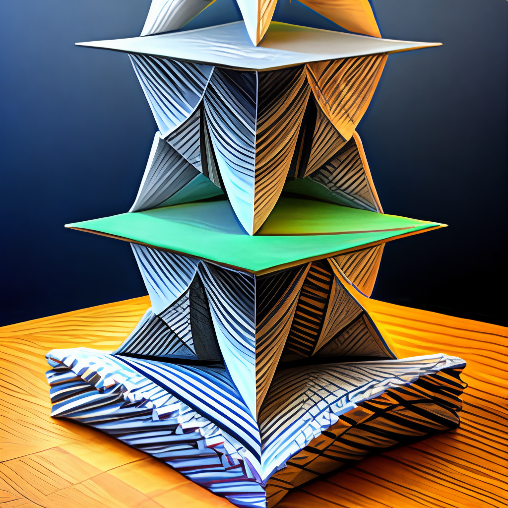 Origami tessellation herringbone  symmetrical tower