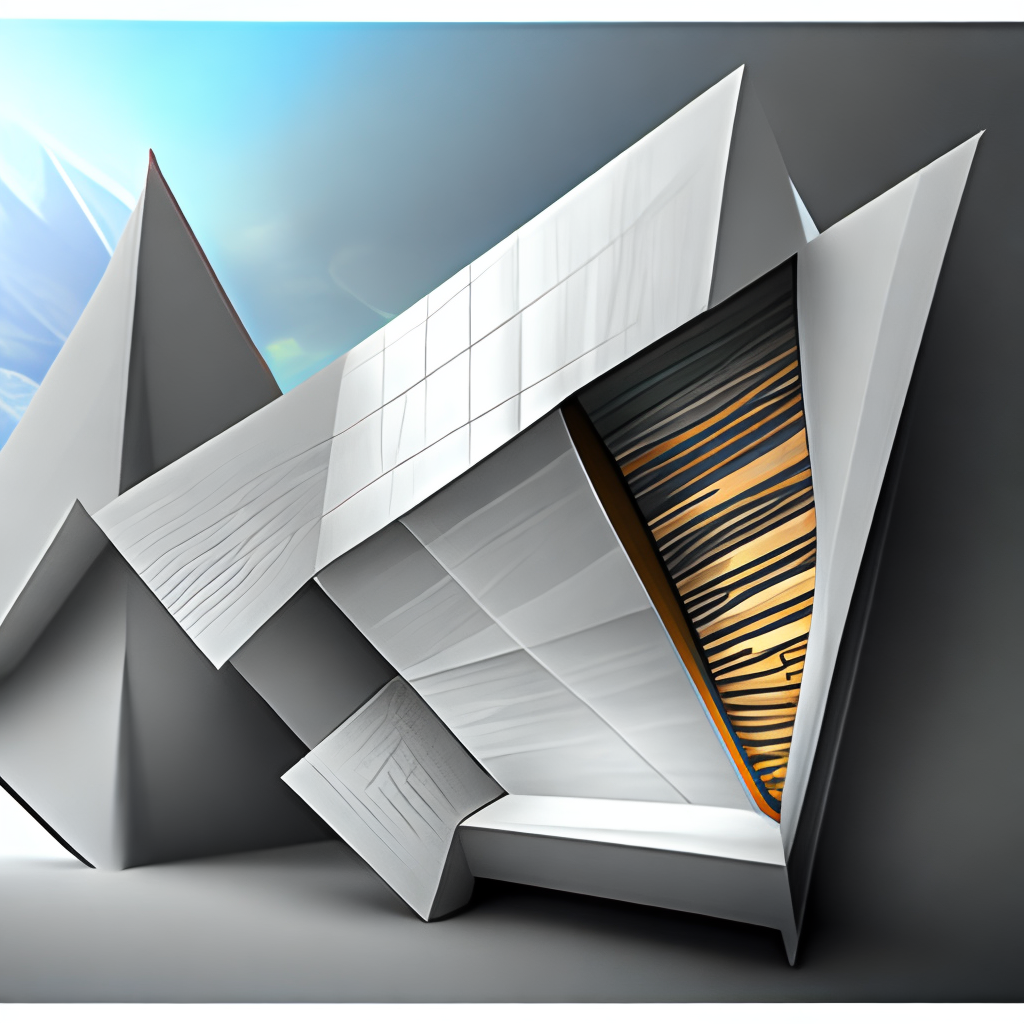 Origami architecture facade design materials realistic minimalist perspective sketchy 