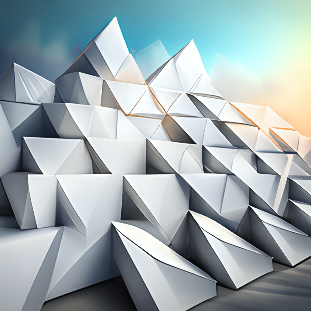 Origami architecture facade design materials realistic minimalist perspective sketchy 