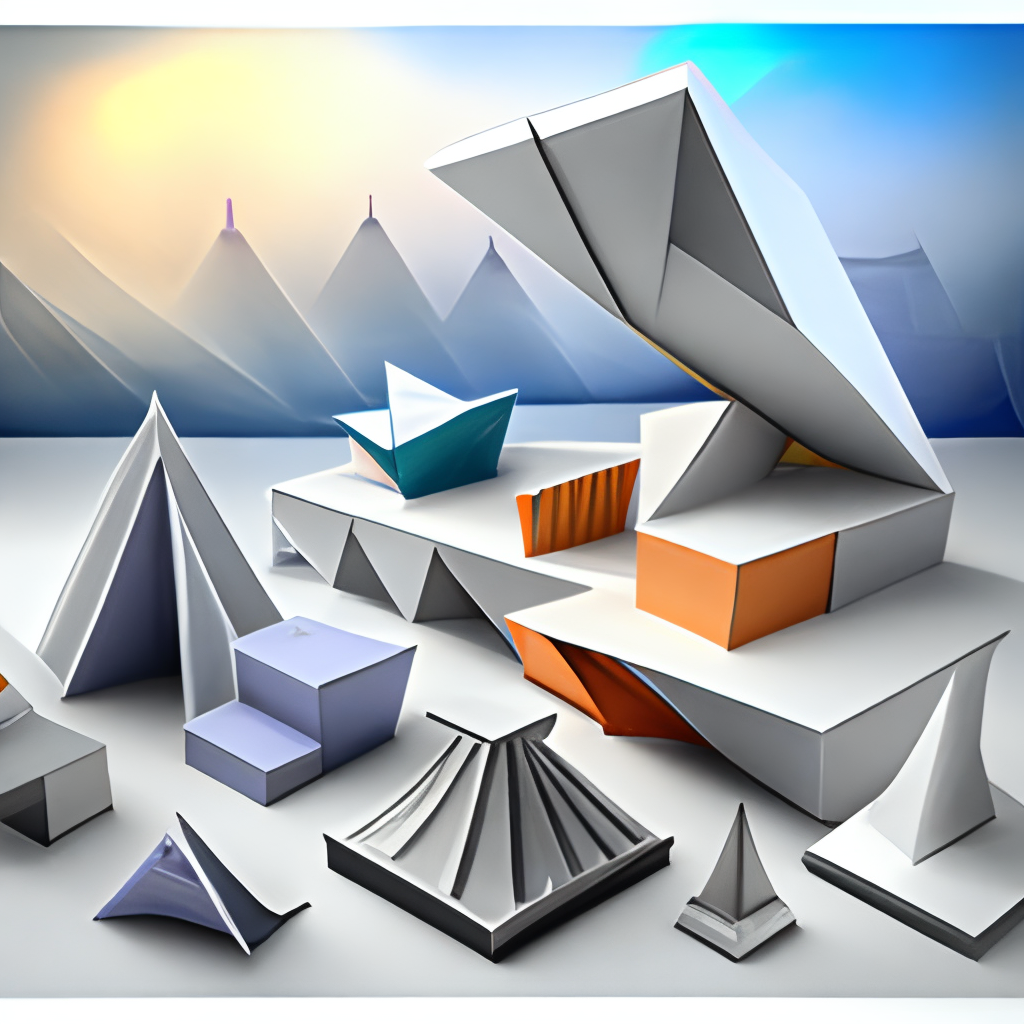 Origami architecture decoration
 design materials realistic minimalist perspective sketchy 