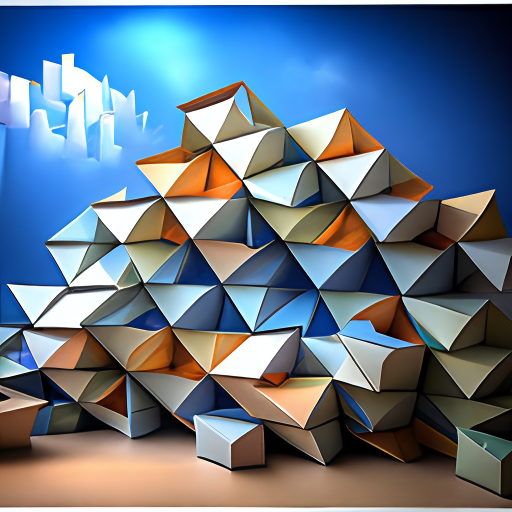 Origami architecture tessellation 
 design materials realistic minimalist perspective sketchy 