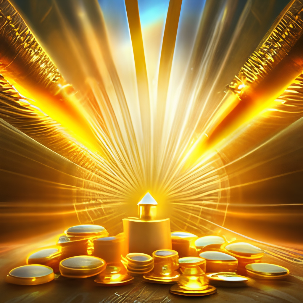 money, gold and fortune irradiating golden light