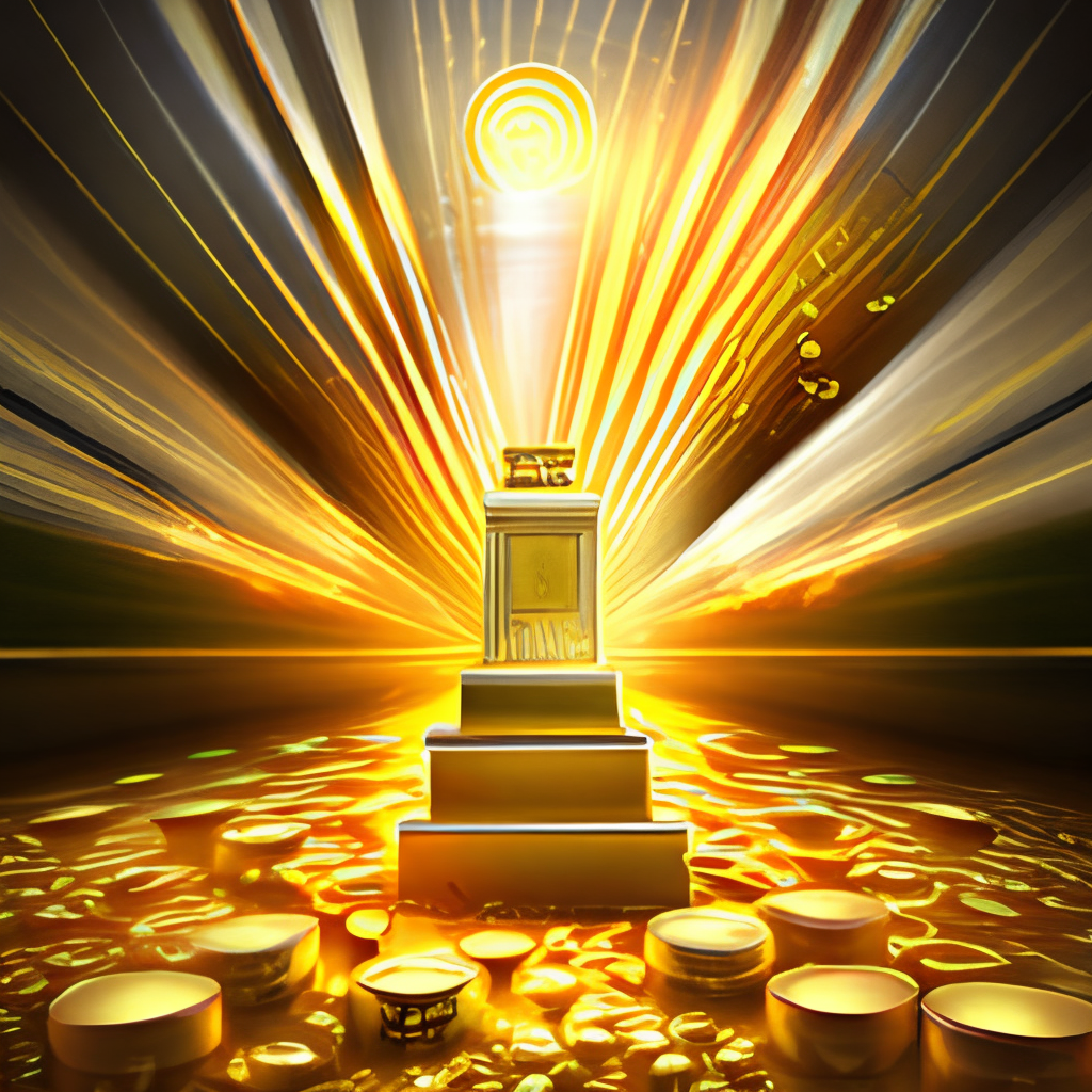 money, gold and fortune irradiating golden light