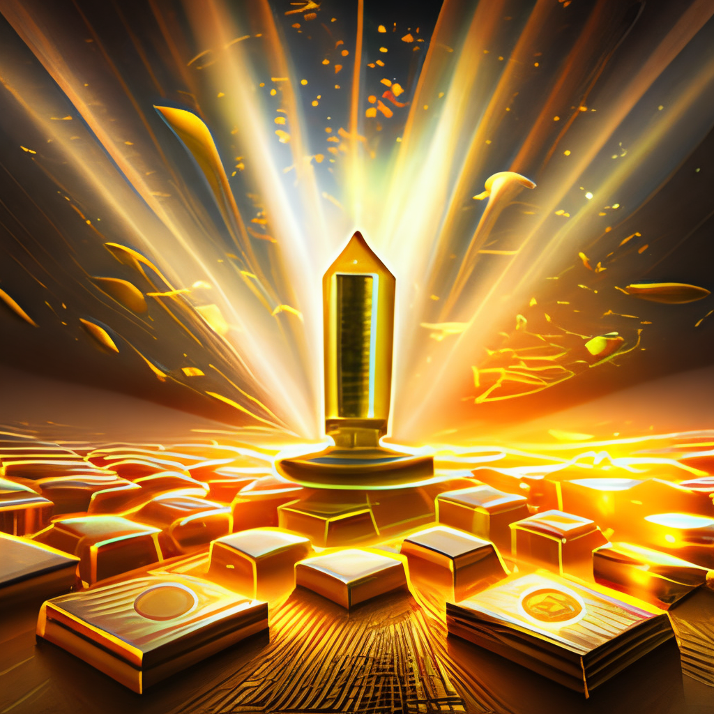 money, gold and fortune irradiating golden light