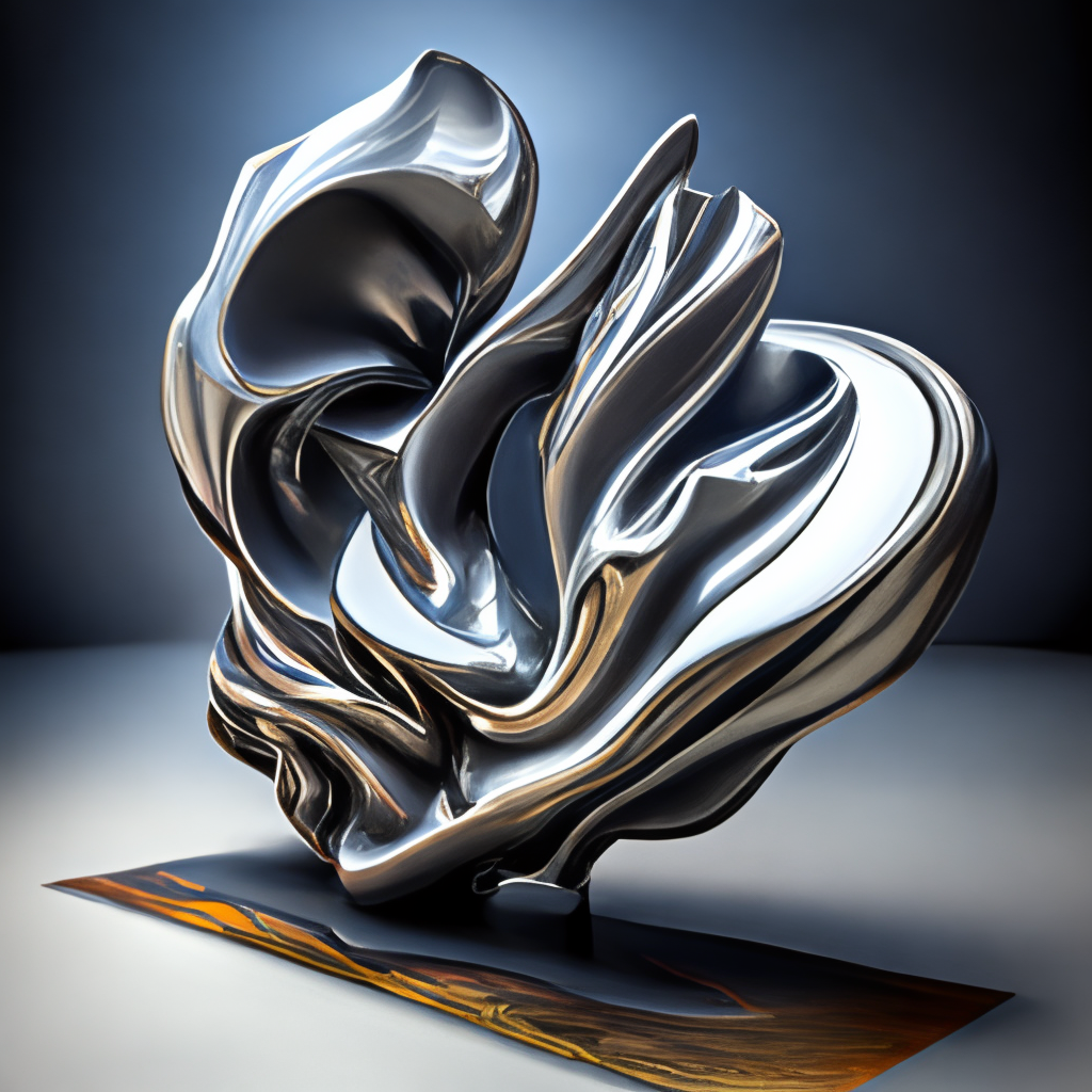 abstract molten metal sculpture art hyper - realistic, 3d”