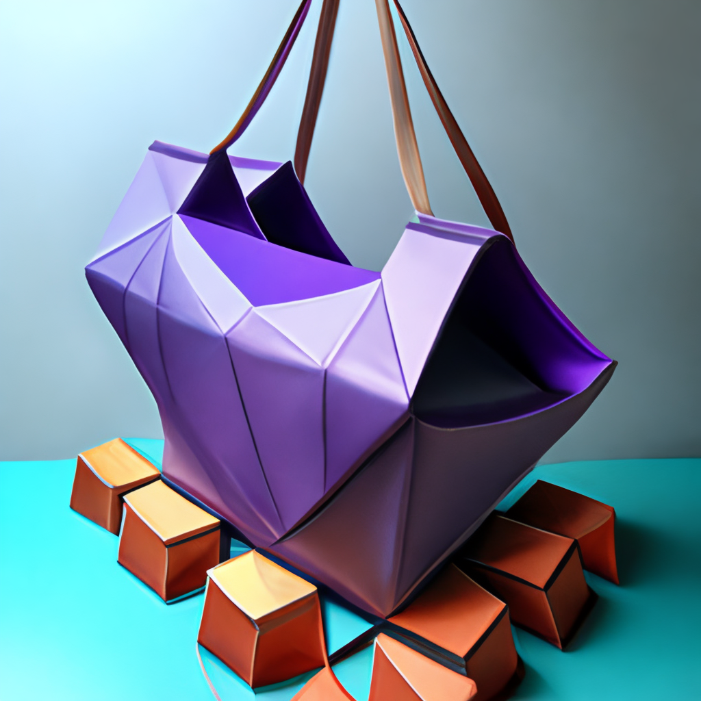 Origami purple bag fashionable and luxury 