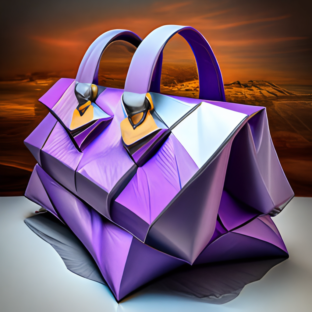 Origami tessellation purple bag fashionable and luxury realistic 3d beautiful shape