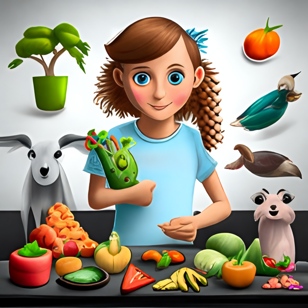 A girl half animal and vegetable