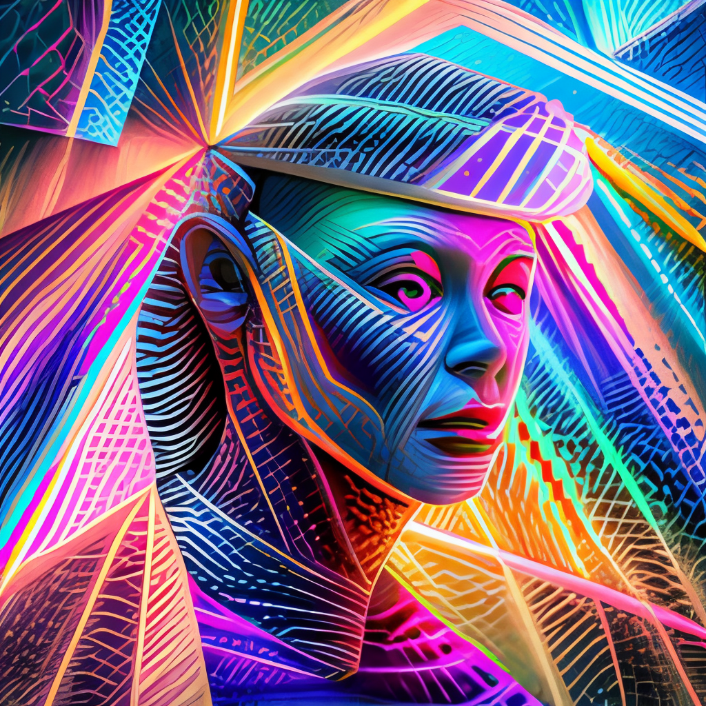 queen hyperrealism glowing neon colourful beautiful artwork Behance HD cubist storybook illustration digital art