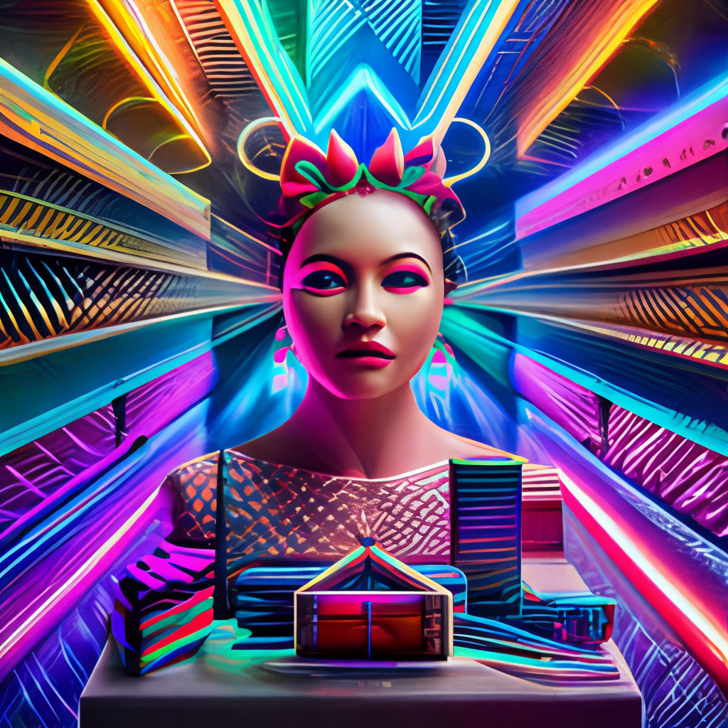 queen hyperrealism glowing neon colourful beautiful artwork Behance HD cubist storybook illustration digital art