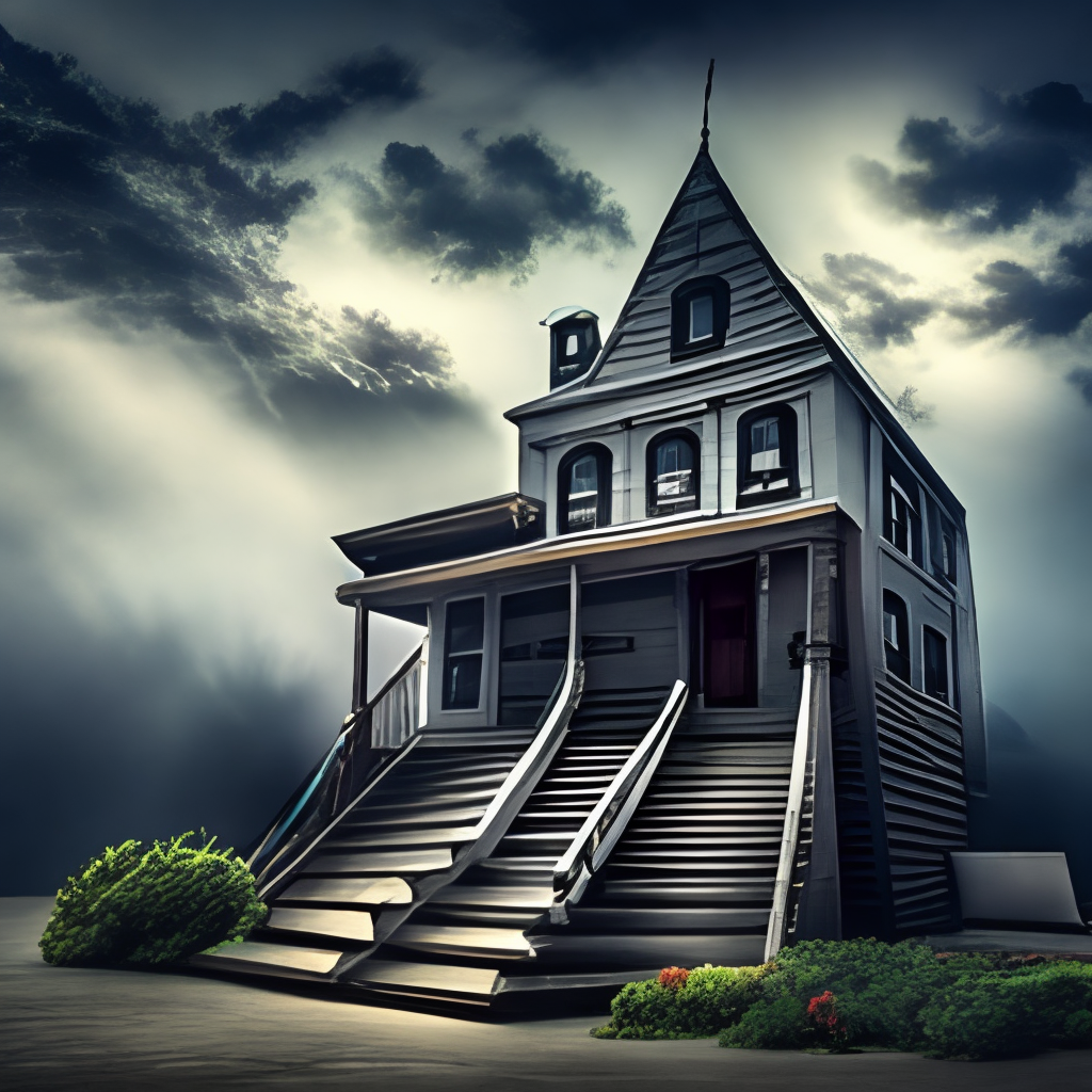 a house that is scary in the night 