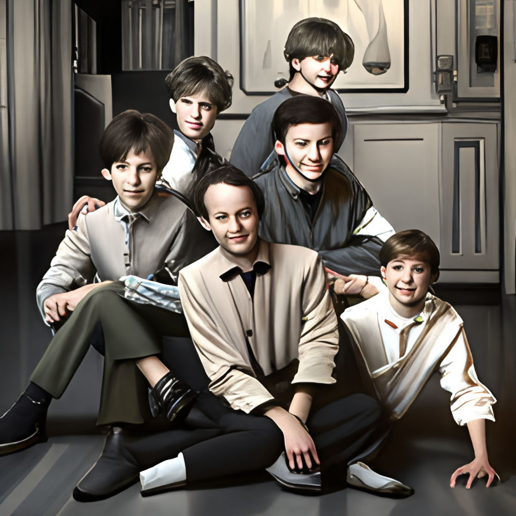 a grup of kids in the hall in the hounted house