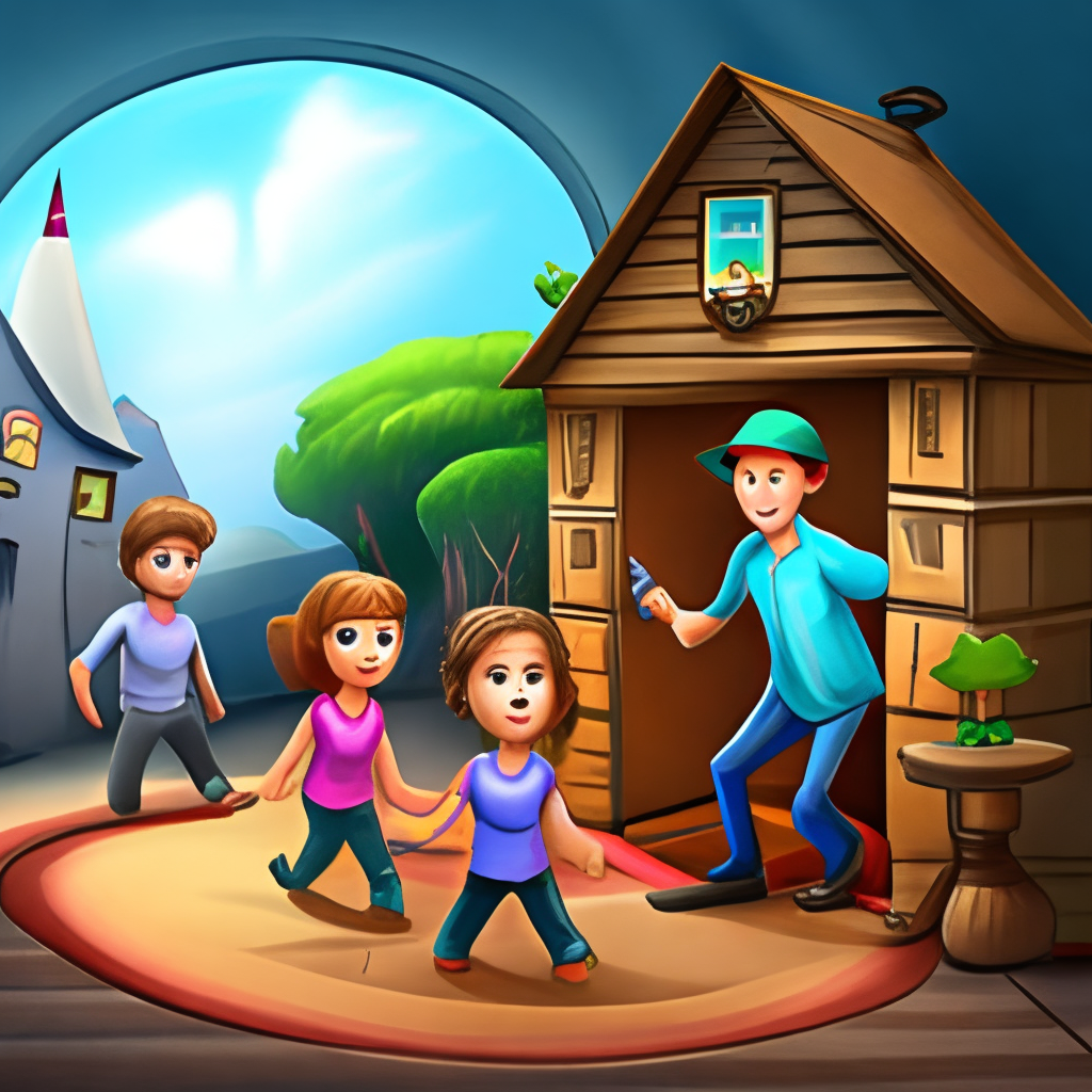 a grup of kids talking in the hunted house