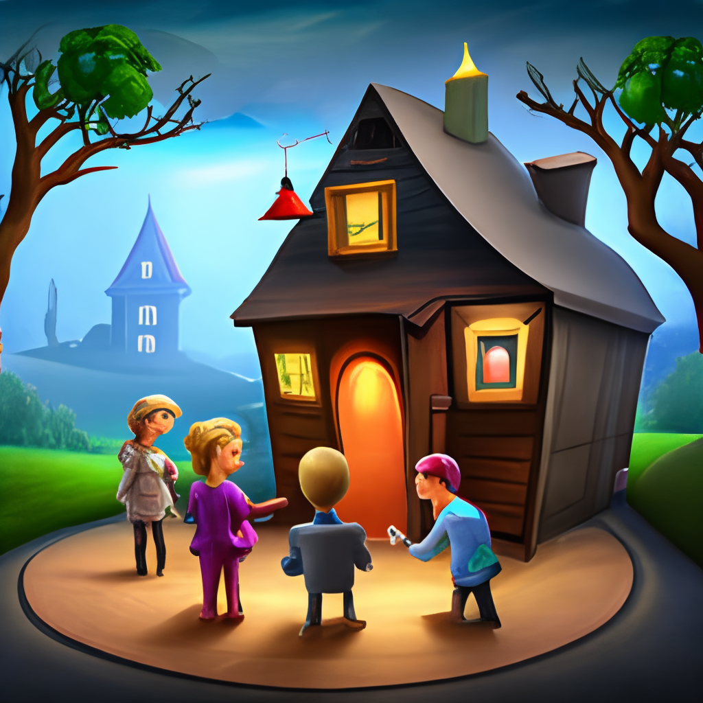 a grup of kids talking in the hunted house