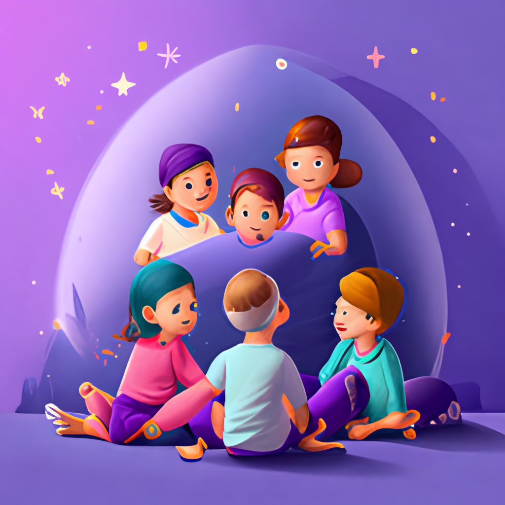 a grup of kids playing hide and seek in the dark