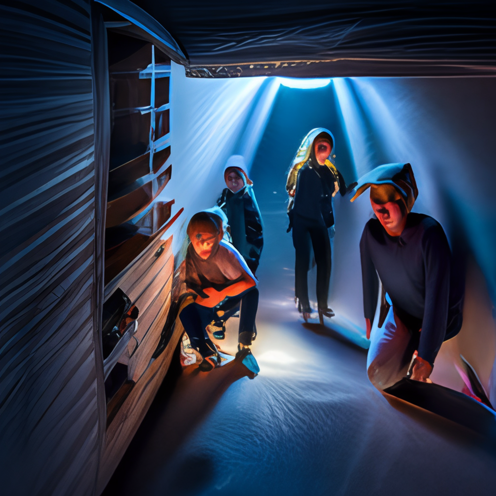 a grup of kids playing hide and seek in the dark