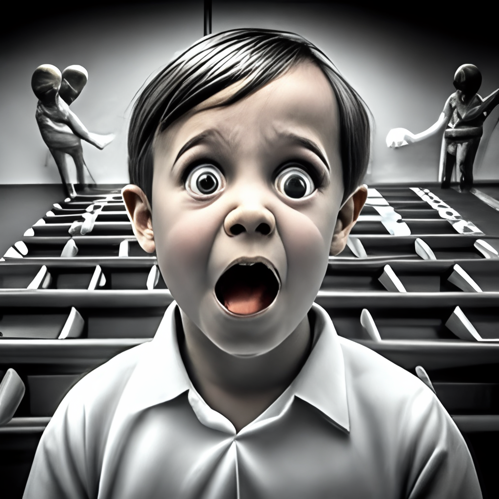 a kids faces thats scared