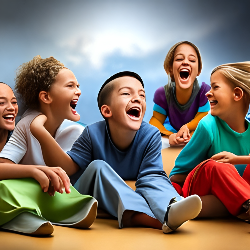 a group of kids laughing