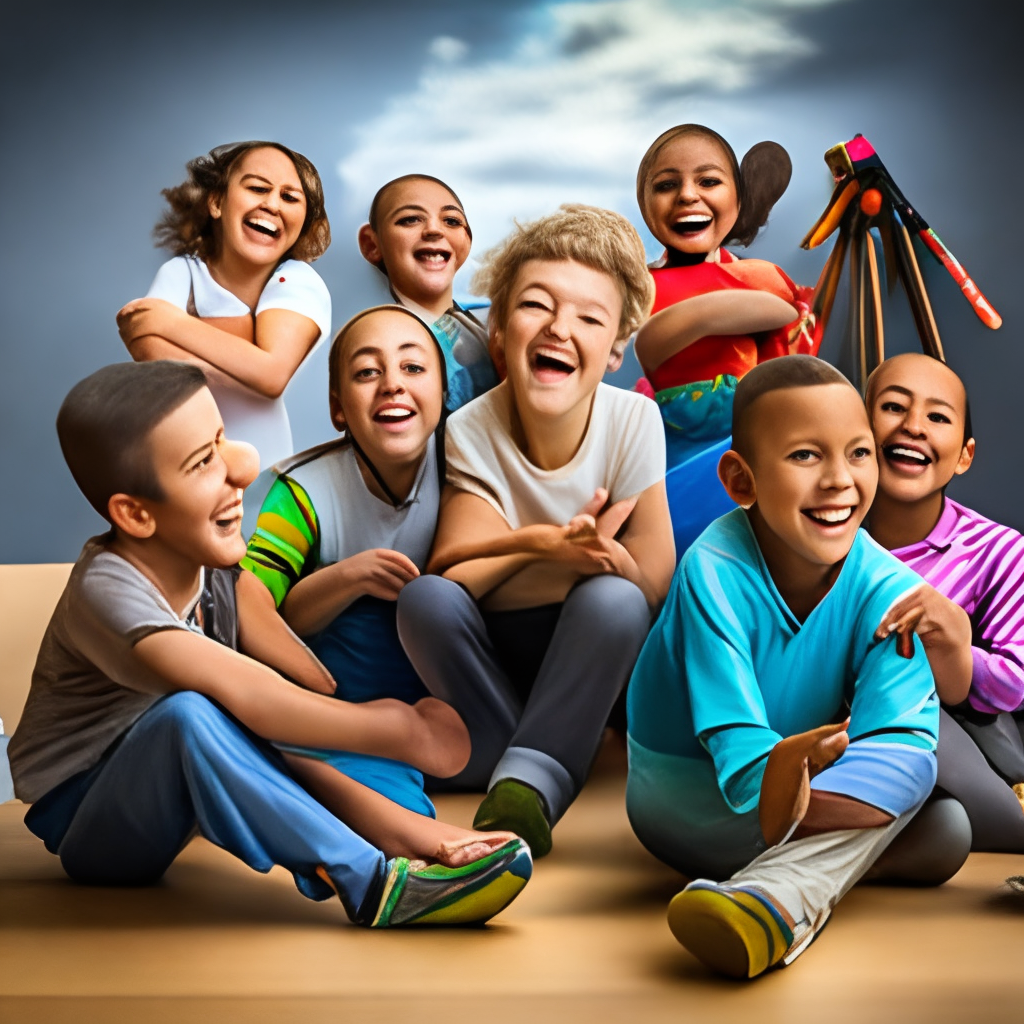 a group of kids laughing