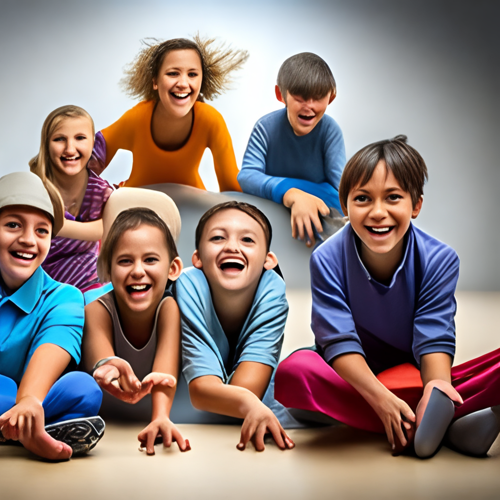 a group of kids laughing
